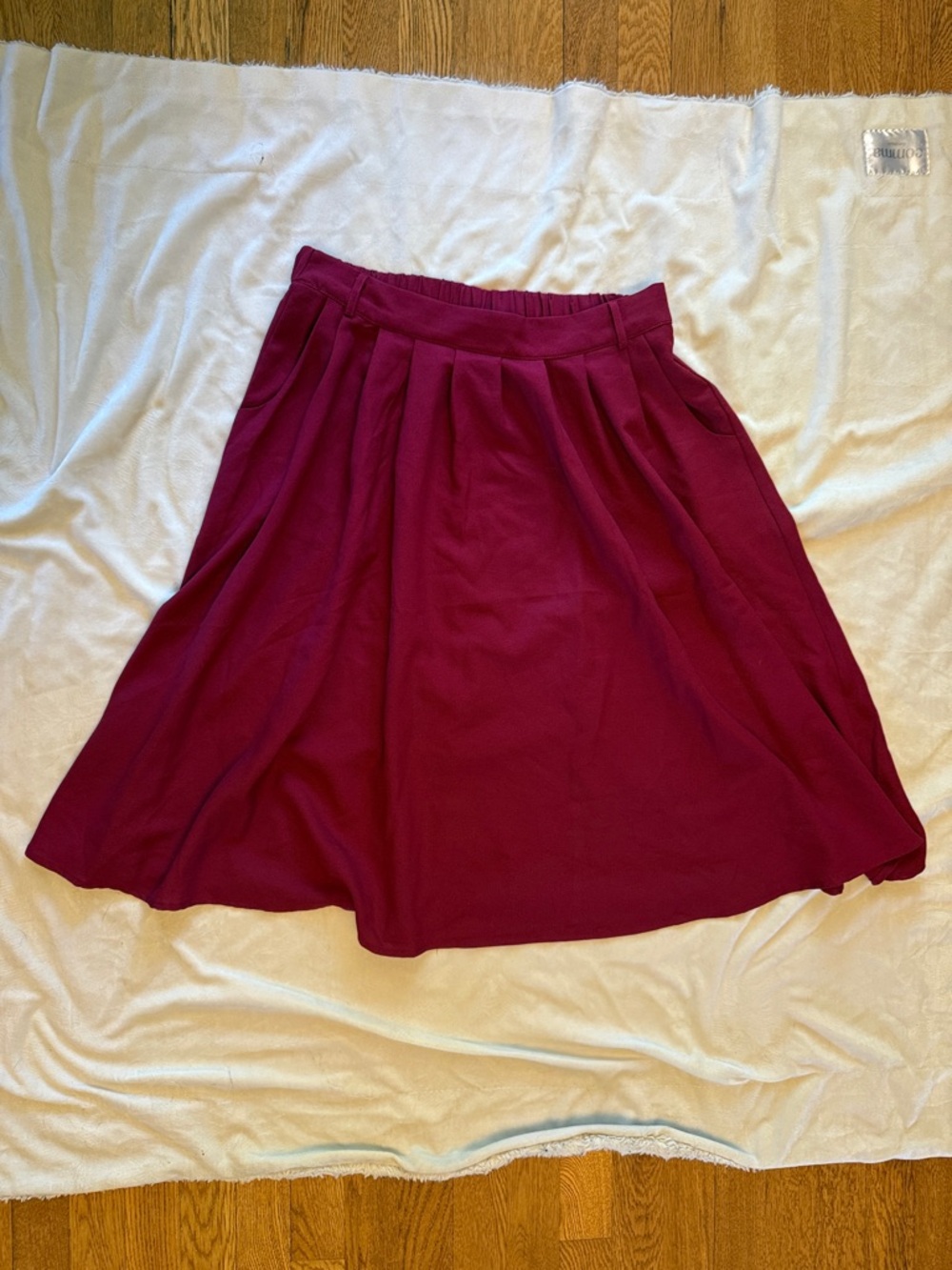 Modcloth Deep Wine Scalloped Pleat Skater Skirt
